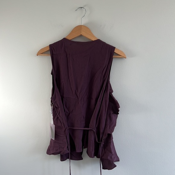 New Forever 21 Plunge Neck Wrap Blouse with Ruffle Detail - Picture 5 of 6